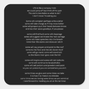 Het leven is als een wegrijdende trein vierkante sticker