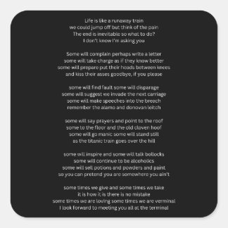 Het leven is als een wegrijdende trein vierkante sticker