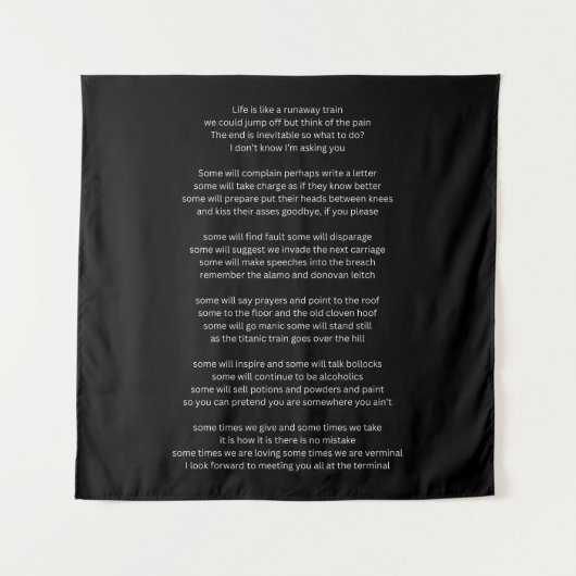 Het leven is als een wegrijdende trein wandkleed (Voorkant)