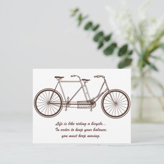 "Het leven is als fietsen..." Aankondigingskaart (Staand voorkant)