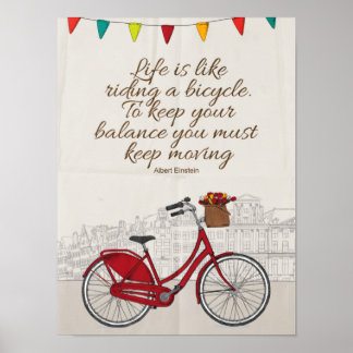 het leven is als fietsen poster