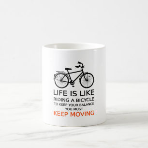 het leven is als fietsen , woordkunst , tekst rijd koffiemok