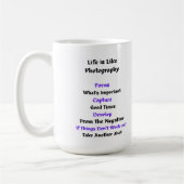 Het leven is als fotografie koffiemok (Links)