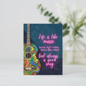 Het leven is als muziek, altijd een goed lied briefkaart (Staand voorkant)