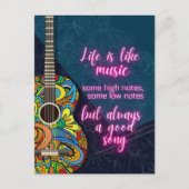 Het leven is als muziek, altijd een goed lied briefkaart (Voorkant)