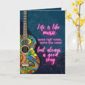 Het leven is als muziek, altijd een goed lied kaart (Gele Bloem)