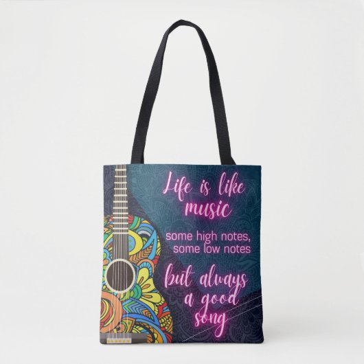 Het leven is als muziek, altijd een goed lied tote bag (Voorkant)