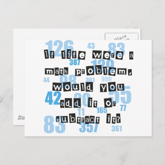 Het leven is als wiskunde briefkaart (Voorkant / Achterkant)