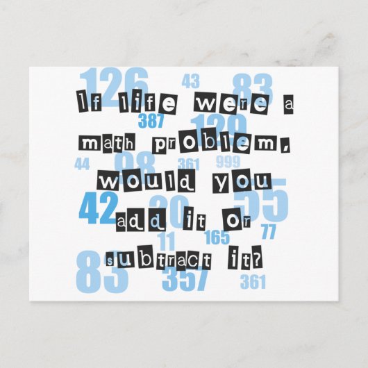 Het leven is als wiskunde briefkaart (Voorkant)