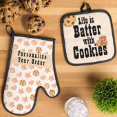 Het leven is Batter met Cookies Waterverf Choc. sp Ovenwant & Pannenlap Set
