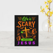Het leven is beangstigend zonder Jezus Christelijk Kaart (Gele Bloem)