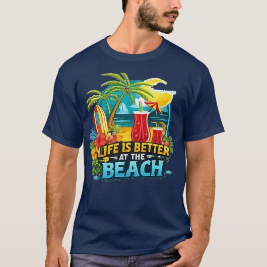 HET LEVEN IS BEETER OP HET STRAND T-SHIRT (Voorkant)