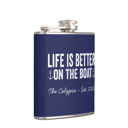 Het leven is beter aan boord | marine heupfles (Rechts)