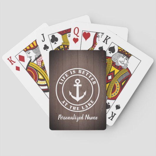 Het leven is beter aan het meer gepersonaliseerd pokerkaarten (Achterkant)