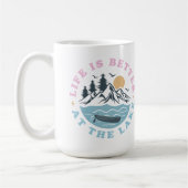 Het leven is beter aan het meer koffiemok (Links)