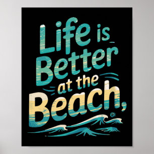 Het Leven Is Beter Aan Het Strand Retro Zomer Vaka Poster