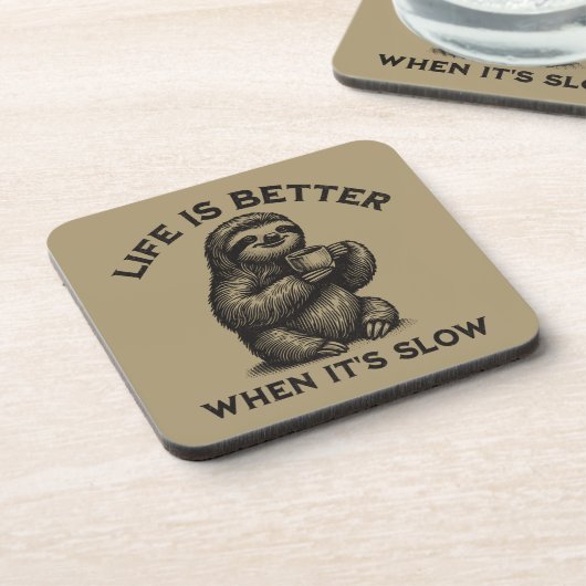 Het leven is beter als het langzaam rustig rustig bier onderzetter (Linkerzijde)