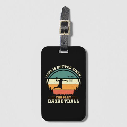 het leven is beter als je basketbal speelt bagagelabel (Voorkant (verticaal))
