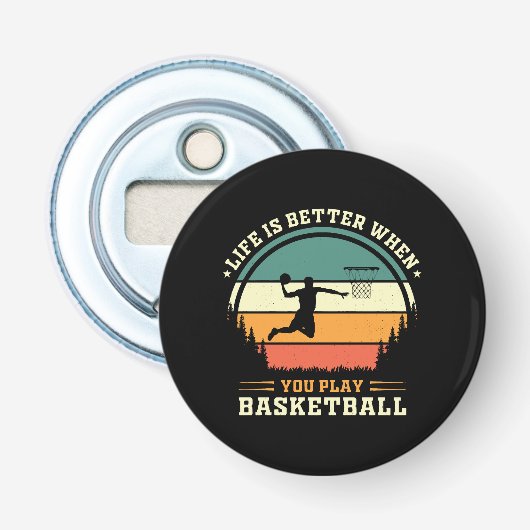 het leven is beter als je basketbal speelt button flesopener (Voorkant)