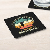 het leven is beter als je basketbal speelt kartonnen onderzetters (Schuin)