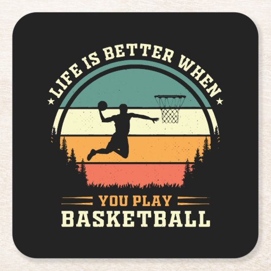 het leven is beter als je basketbal speelt kartonnen onderzetters (Voorkant)