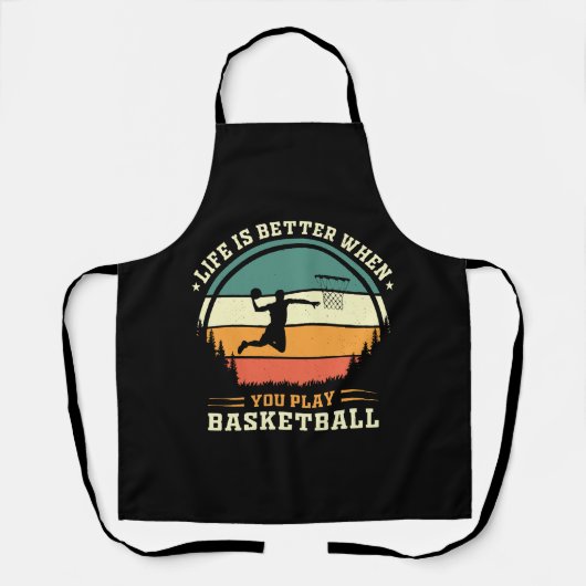het leven is beter als je basketbal speelt schort (Voorkant)