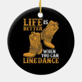 Het leven is beter als je een dansje kunt houden keramisch ornament (Achterkant)