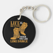 Het leven is beter als je een dansje kunt houden sleutelhanger (Achterkant)