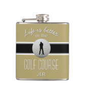 Het leven is beter als je een Golfing Monogram Gol Heupfles (Voorkant)