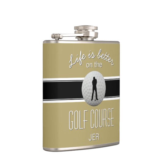 Het leven is beter als je een Golfing Monogram Gol Heupfles (Rechts)