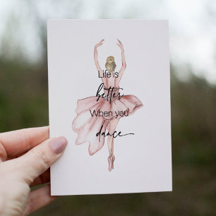 Het leven is beter als je een roze ballerina danst bedankkaart