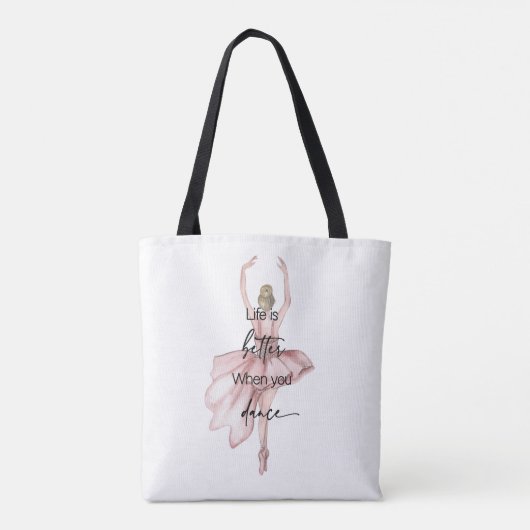 Het leven is beter als je een roze ballerina danst tote bag (Achterkant)