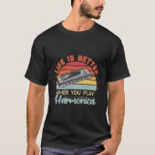 Het leven is beter als je harmonica retro harmo sp t-shirt (Voorkant)