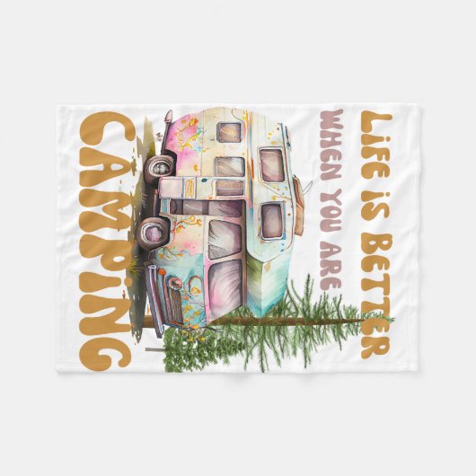 Het leven is beter als je kampt fleece deken (Voorkant (Horizontaal))