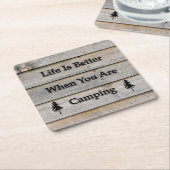 Het leven is beter als je kampt kartonnen onderzetters (Schuin)