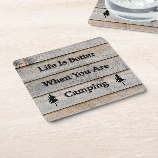 Het leven is beter als je kampt kartonnen onderzetters (Schuin)