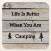 Het leven is beter als je kampt kartonnen onderzetters (Voorkant)