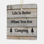 Het leven is beter als je kampt keramisch ornament (Links)