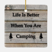 Het leven is beter als je kampt keramisch ornament (Achterkant)