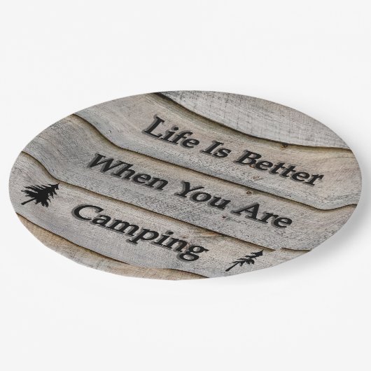 Het leven is beter als je kampt papieren bordje (Gekanteld)