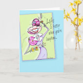 Het leven is beter als je lacht Verjaardag Kaart (Gele Bloem)