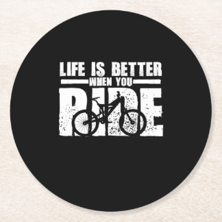 het leven is beter als je op mountainbike rijdt ronde kartonnen onderzetter