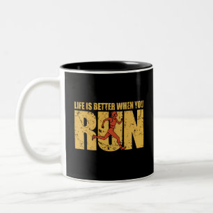 Het leven is beter als je rent - Runner Girl Tweekleurige Koffiemok