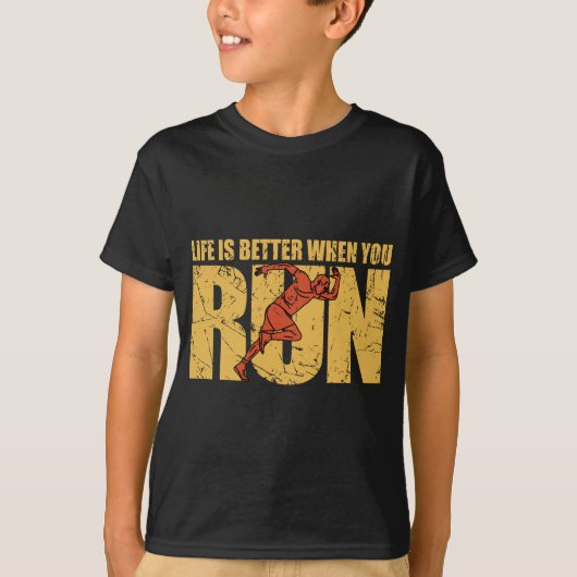 Het leven is beter als je rent t-shirt (Voorkant)