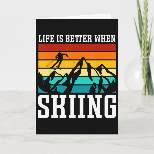 Het leven is beter als je skiet - Retro ski grappi Kaart (Voorkant)