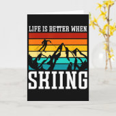 Het leven is beter als je skiet - Retro ski grappi Kaart (Gele Bloem)