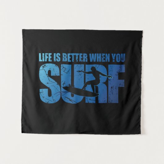 Het leven is beter als je Surf Wandkleed (Voorkant (horizontaal))