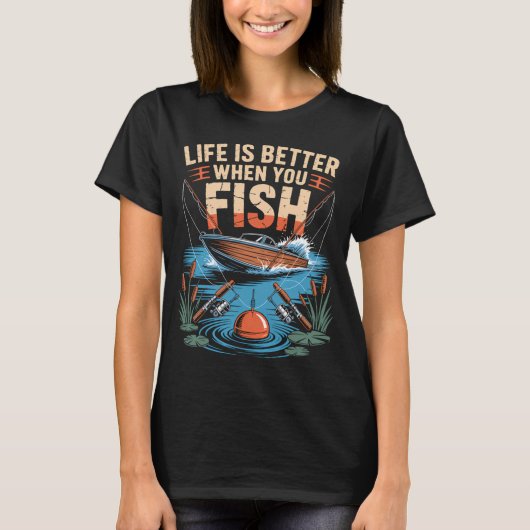 Het leven is beter als je vist t-shirt (Voorkant)