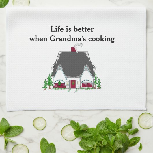 Het leven is beter als oma's koken theedoek (Gevouwen)