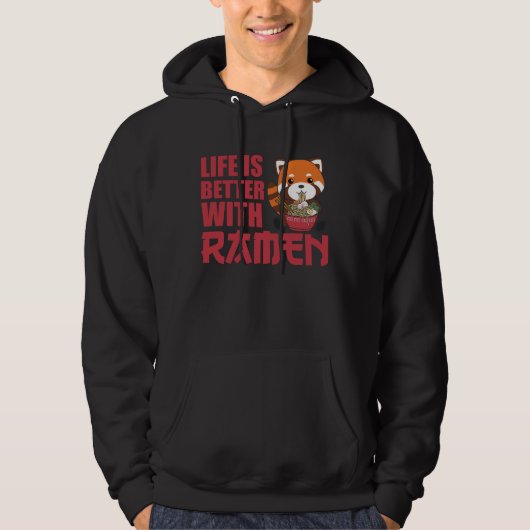 Het leven is beter als Ramen Red Panda Ramen Hoodie (Voorkant)